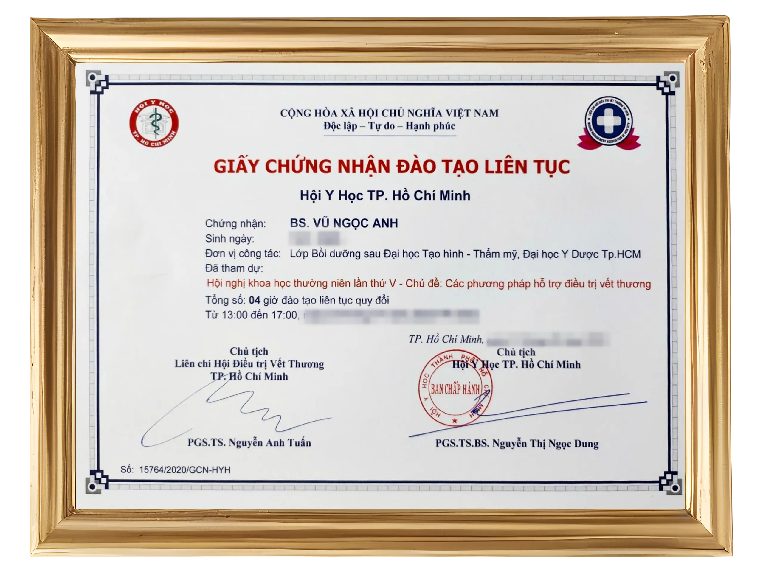 Chứng chỉ Bác sĩ Vũ Ngọc Anh 12