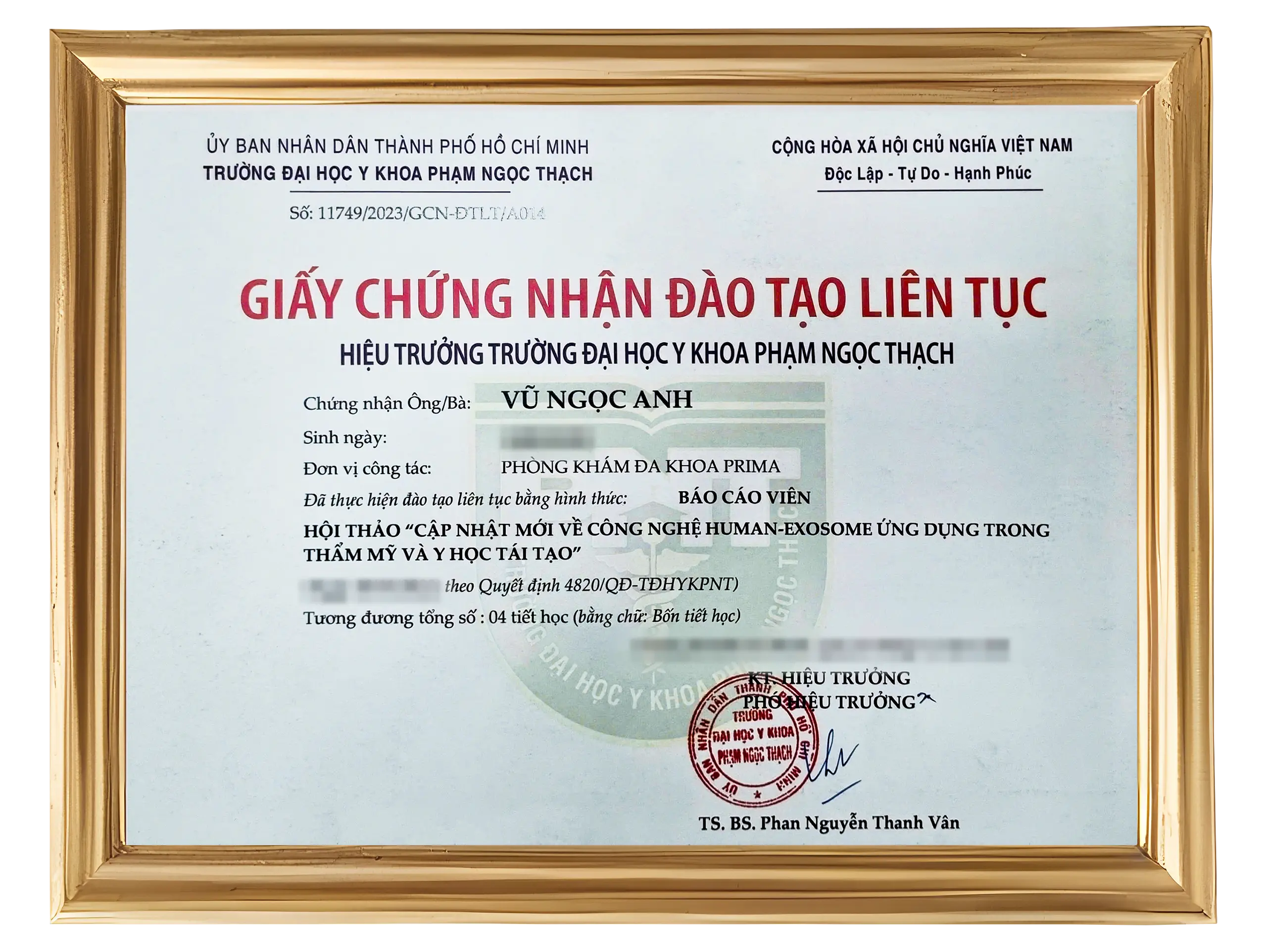 Chứng chỉ Bác sĩ Vũ Ngọc Anh 13