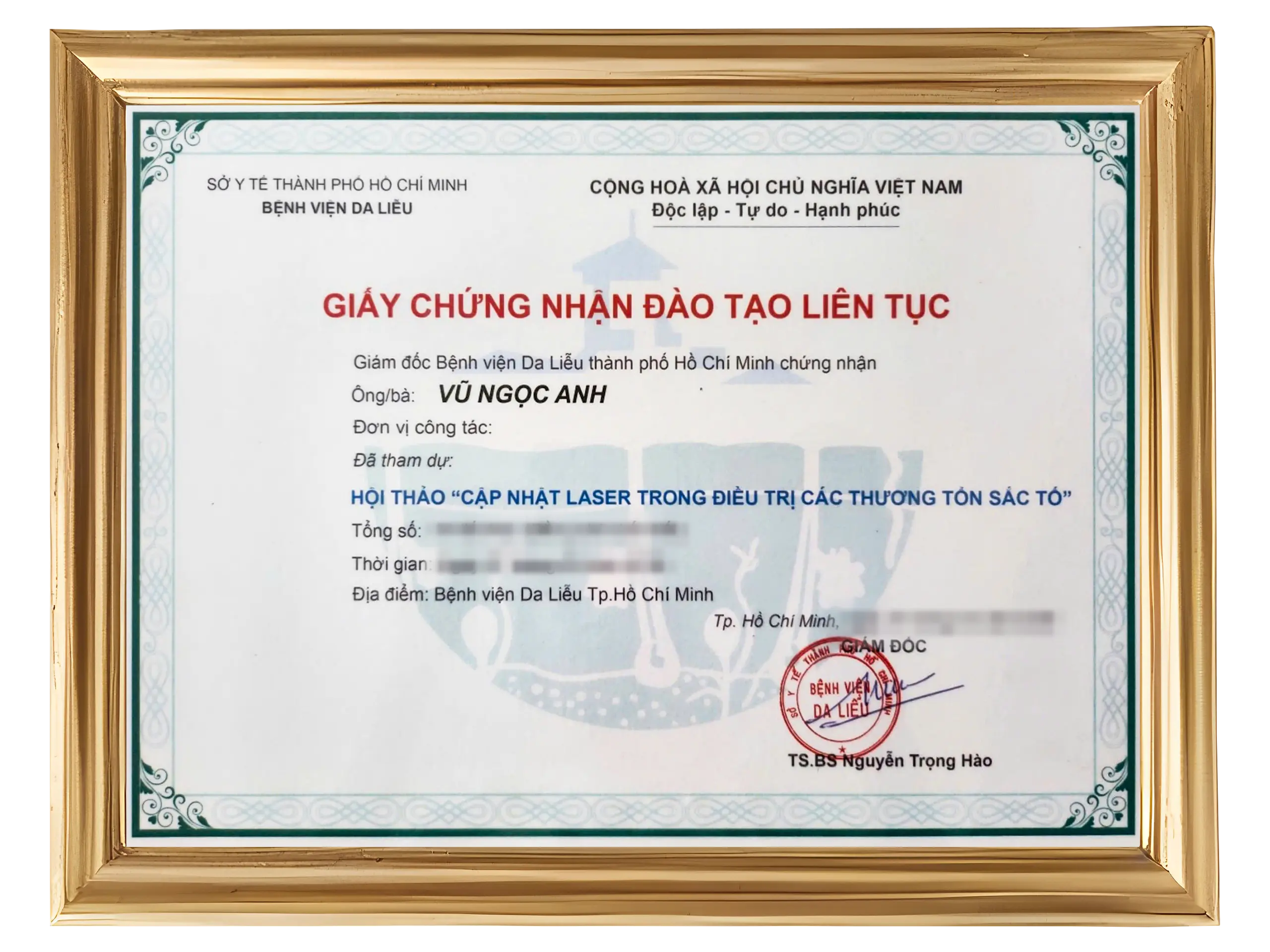 Chứng chỉ Bác sĩ Vũ Ngọc Anh 14