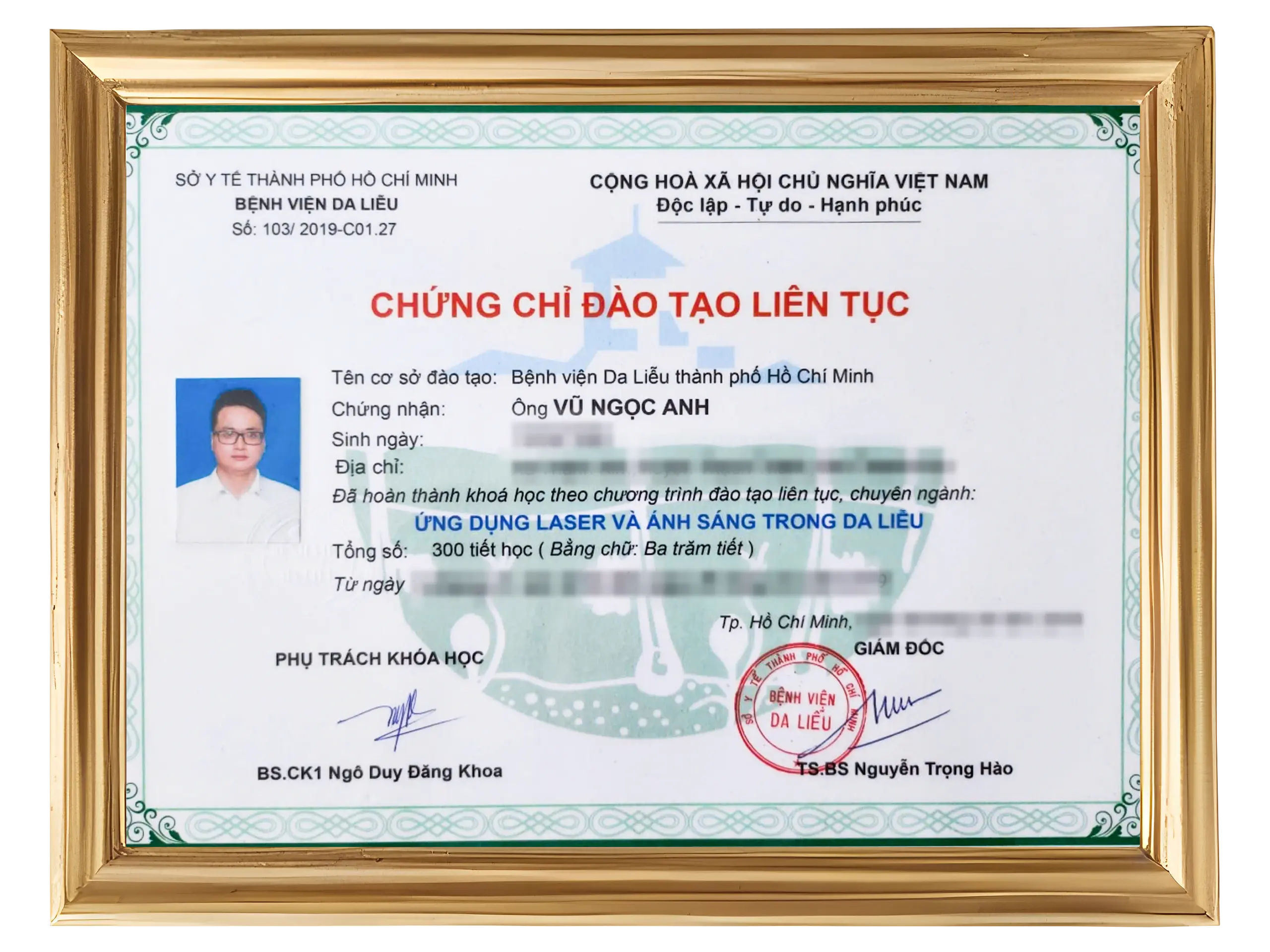 Chứng chỉ Bác sĩ Vũ Ngọc Anh 5